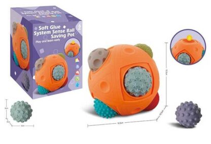 Сенсорная игрушка 1109 (18) основа, 5 мячиков, копилка, в коробке