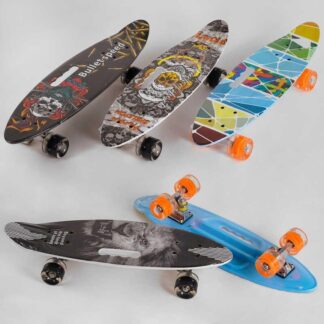 Скейт С 32040 (8) Best Board, дека с ручкой, 4 вида, доска = 60см, колеса PU СВЕТСЯ, d = 6см