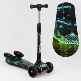 Самокат "Best Scooter" MAXI" 65628 с парогенератором (4) МУЗЫКА, ДЫМ, ТУРБИНЫ, пластмассовый, колеса PU 120х40мм, складной