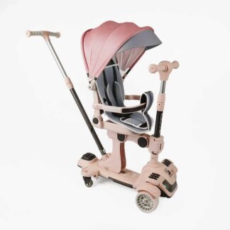 Самокат 5в1 "Skyper" BL-72440 (4) колеса PU125х40мм со светом, с капюшоном, поворотное сиденье, с ДОП. КОЛЕСАМЫ, защитный бампер,