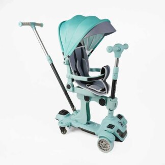 Самокат 5в1 "Skyper" BL-94617 (4) колеса PU125х40мм со светом, с капюшоном, поворотное сиденье, с ДОП. КОЛЕСАМЫ, защитный бампер,