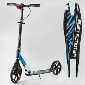 Самокат алюминиевый "Best Scooter" 23013 (2) колеса PU, ФАРА, зажим руля, d передних колес - 230мм, d задних колес 200мм, 1