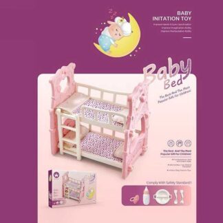 Кровать для куклы W 6908 B (12) двухэтажная, 50х38х55, посуда, пустышка,