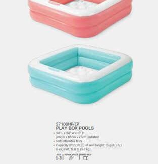 Intex Басейн 57100 NP (6) розміром 85-85-23см, висота борта 18см, обсяг: 60л, від 1-го року