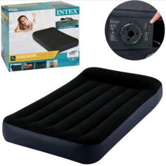 Intex Велюр матрац з підголовником 64146 ND (3) 99х191х25см, із вбудованим насосом 220 V, одномісний, максимальне навантаження