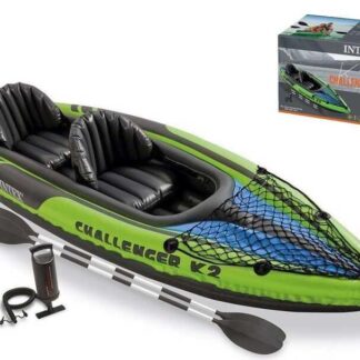 Intex Двомісна надувна байдарка-каяк 68306 NP (1) Challenger K2, 351х76см, (весла, ручний насос). 3-х камерна