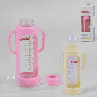 Гр Пляшка скляна 15374 (48) із силіконовою соскою, "BIMBO", 240 мл, 2 кольори, 1 шт. у коробці