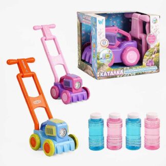Газонокосарка з мильними бульбашками 26061 (36/2) "WToys", 2 кольори, висота 43см, підсвічування, 2 пляшечки з мильним розчином, в