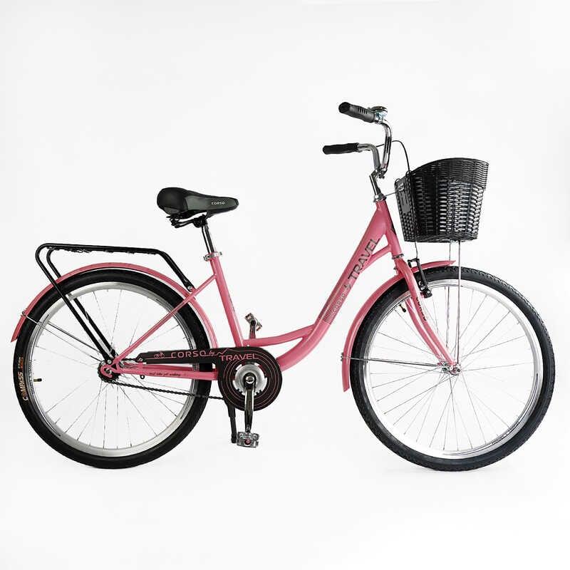 Велосипед міський Corso «TRAVEL» 26`` TL-26611 + КОШИК одношвидкісний, сталева рама 16.5``, корзи...