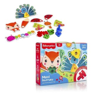 Гр Гра конструктор "Fisher-Price MAXI Болтики" VT2905-23 (6) "Vladi Toys", 13 двосторонніх карток, 4 болтики, 4 гаїчки