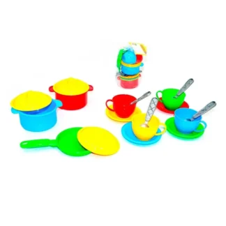 Гр "Маринка 1" 0687 (24) "Technok Toys" 2 каструлі, сковорідка, 3 кришки, 4 чайні сервізи,