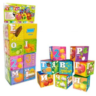 Гр Кубики 10950 (36/2) "4FUN Game Club", "Їжа", 8 штук, м`які, водонепроникна тканина, літери, цифри, арифметичні знаки,