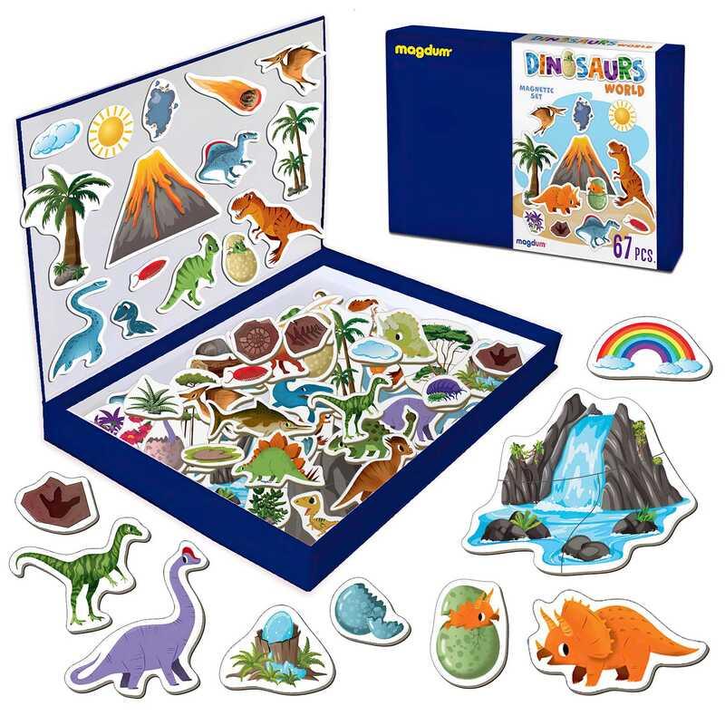 Гр Набор магнитов "Мир динозавров" ML4032-04 EN (10) "Magdum", 67 магнитных доска,