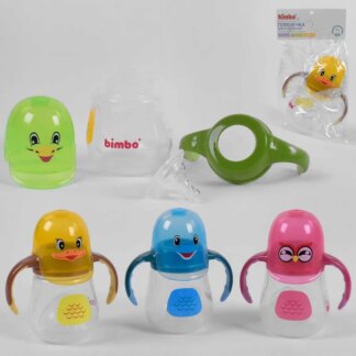 Гр Пляшка для годування 86055 (72) "BIMBO", 4 кольори, з силіконовою соскою, 210 мл, пластик, 1 штука в пакеті