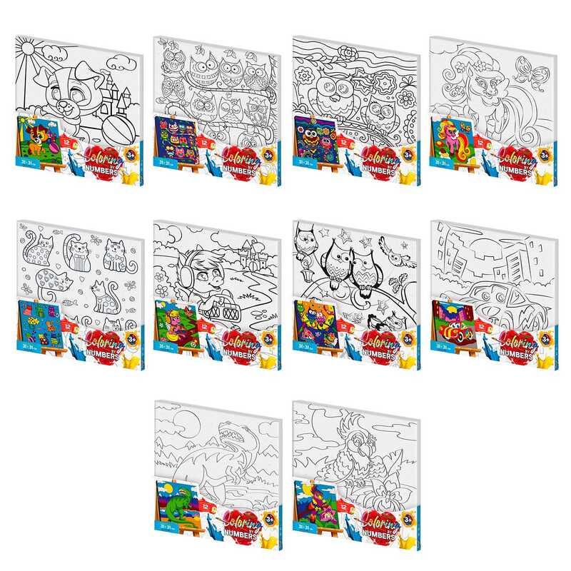 Раскраска по номерам. Coloring by numbers CBN-01-01,02,03,04..10 размер 31см*31см с.1