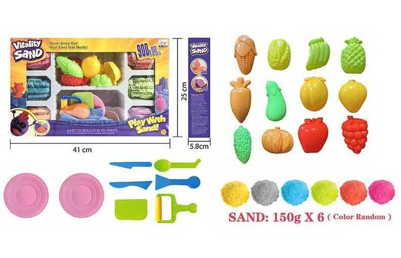 Кінетичний пісок 1901 D/F/G 3 види, 900 г, 6 кольорів, 14 форм, інструменти, в коробці, ВИДАЄТЬСЯ...