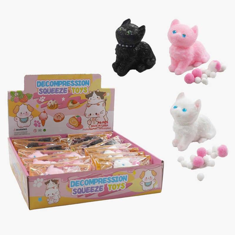 Гра антистрес C 70862 ЦІНА ЗА 16 ШТУК В БЛОЦІ, "Волохатий котик", довжина 7см, в коробці