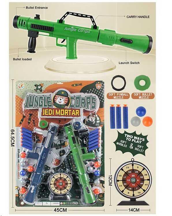 Гранатомет PT 019 мішень, кульки, м’які патрони на присосці, на листі