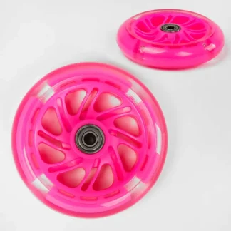 Колесо для 3-х колесного самоката MAXI YT-85011/113 (50) ЦЕНА ЗА 2 ШТУКИ В УПАКОВЦЕ, материал PU, цвет розовый, со светом, 120