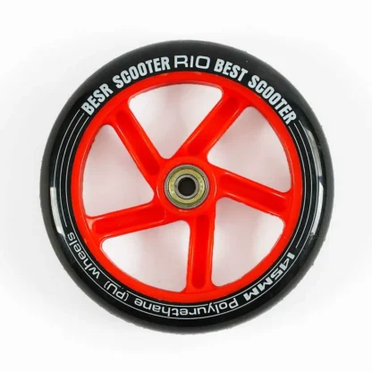 Колесо для самоката WH-4055/145 (35) ЦЕНА ЗА 2 ШТУКИ В УПАКОВЦЕ, материал PU, диаметр 145мм, цвет ЧЕРВОНЫЙ, с подшипниками