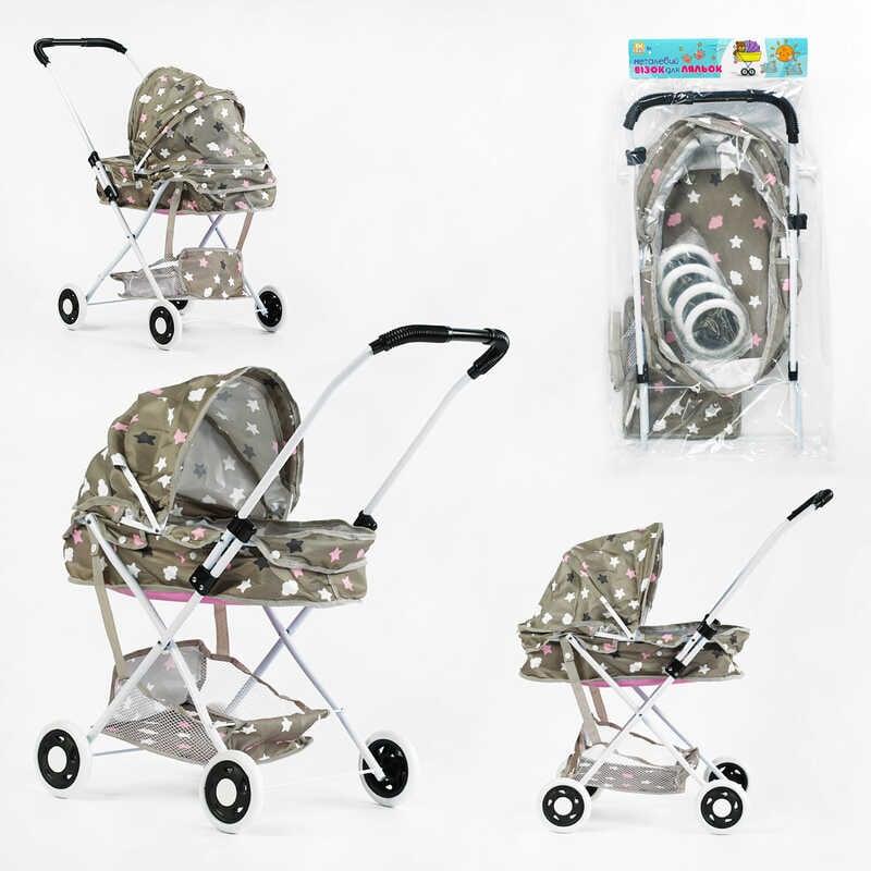 Візок для ляльок TK 44-711 металева основа, додатковий кошик, складний каптур, у пакеті