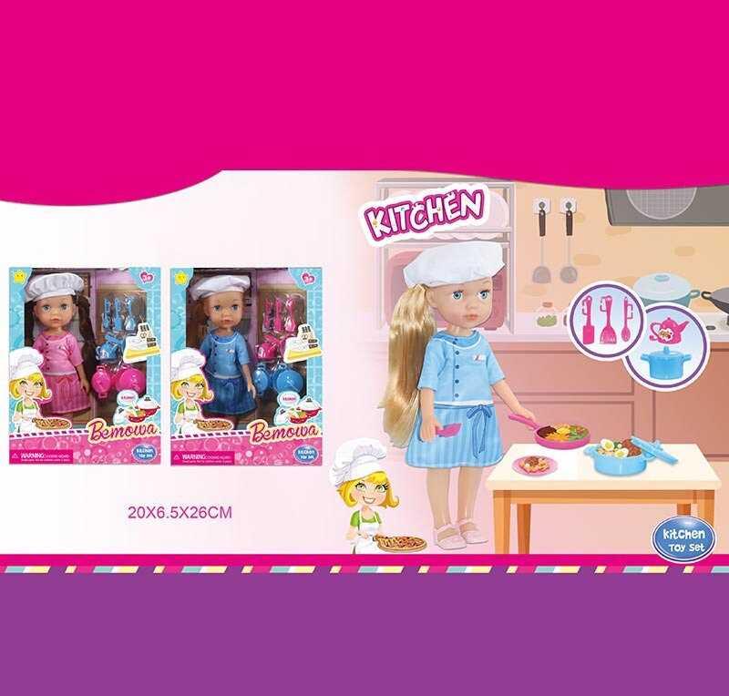 Лялька WG 053 2 види, “Шеф-кухар”, набір посуду, висота 25 см, в коробці