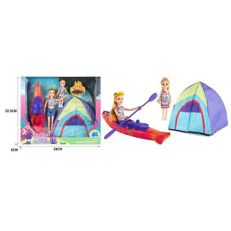 Лялька з аксесуарами ST 5616-12 2 ляльки, намет, байдарка, висота 23 см, в коробці