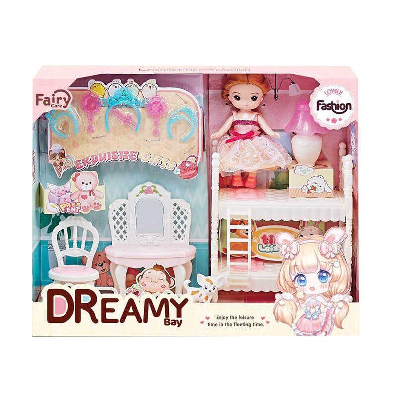 Лялька з меблями 6636 дитяча кімната, прикраси, фігурка собаки, в коробці