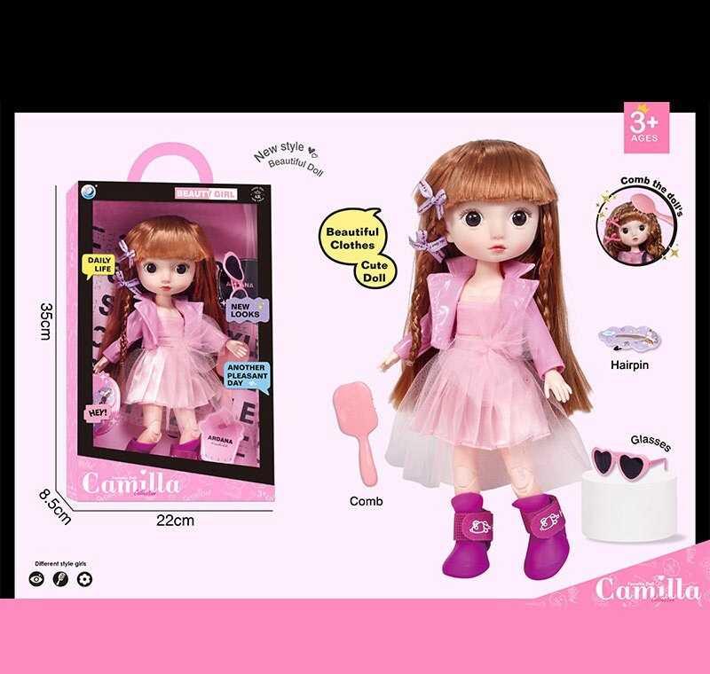 Лялька A 923 A висота: 30 см, шарнірні суглоби, імітація скляних очей, аксесуари, гребінець, в ко...
