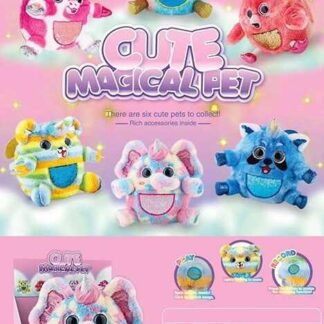 М`яка іграшка 933-56 E (18/2) “Cute Magical Pet”, 6 видів, світло, 3 мелодії, функція запису голосу, двосторонні паєтки, у коробці