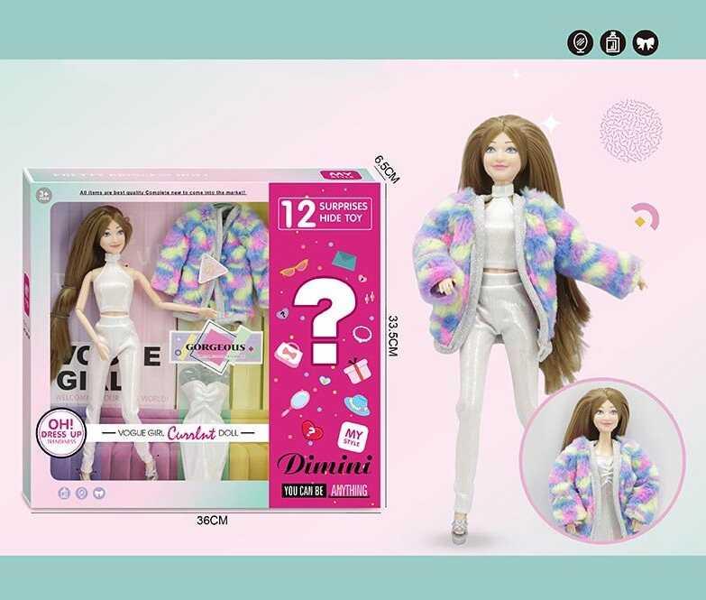 Лялька DMN 02 E висота 30 см, зйомне взуття, одяг, 12 аксесуарів, в коробці