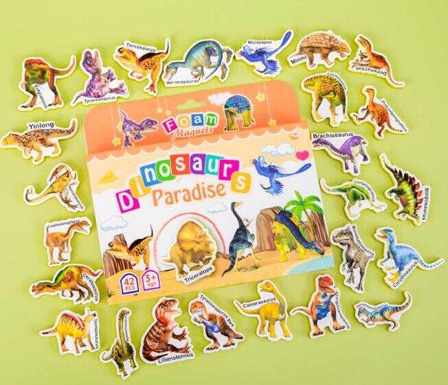 Магніти M 50545 42 елементи, “Динозаври”, товщина: 0.5 см, м’які магніти, в коробці