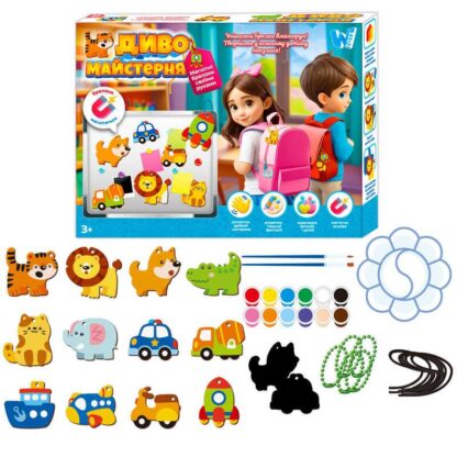 Магнітні брелки "Диво майстерня" 47751 (60) "WToys", шнурок, основи, фарби, пензлики, палітра, в коробці