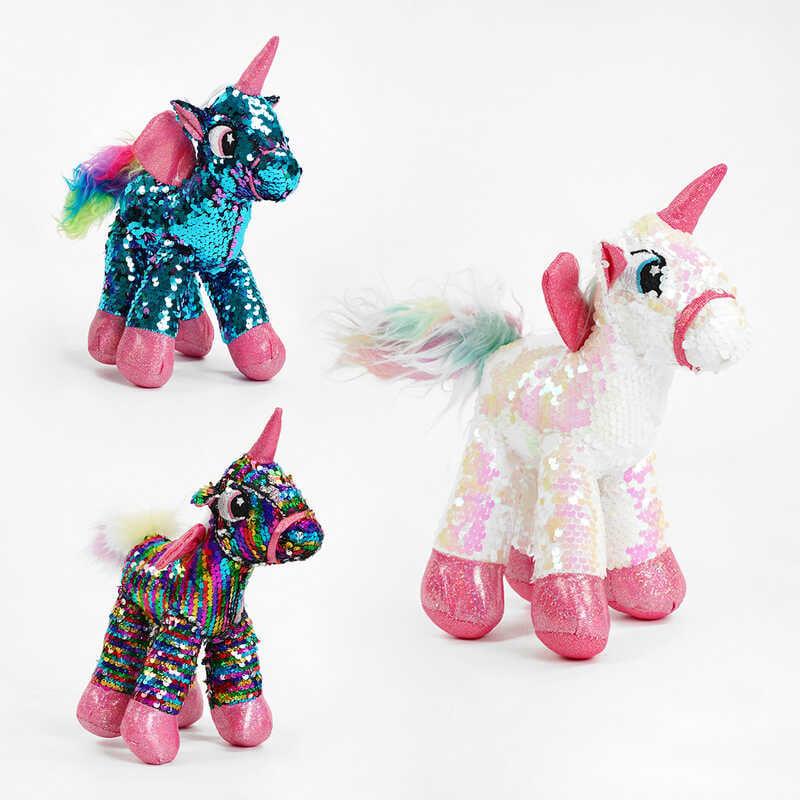 М`яка іграшка M 14746 "Єдиноріжка", ВИДАЄТЬСЯ МІКС ВИДІВ, 3 кольори, висота 28 см
