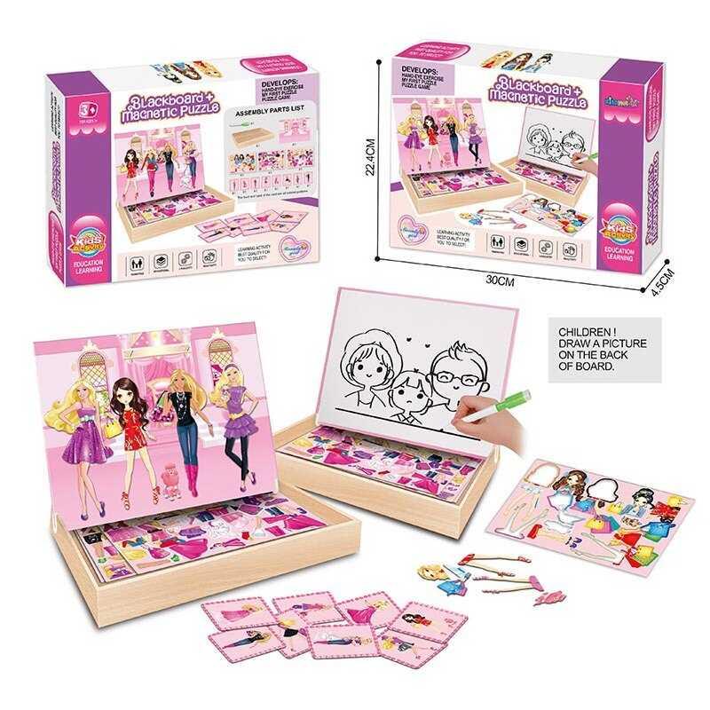 Магнітна гра XHM - 9901 A “Одягни ляльку”, дошка пиши-витирай, маркер, 8 карток із завданнями, в...