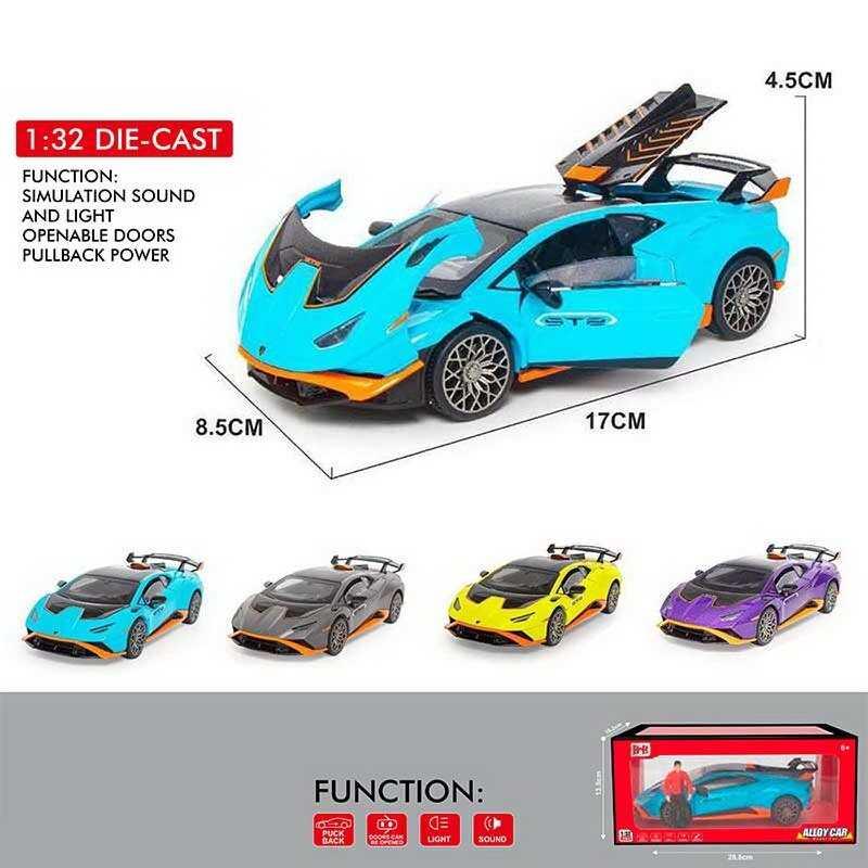 Машинка K 3-27 A 4 кольори, масштаб 1:32, металопластик, звук, світло, відкриваються двері, в кор...