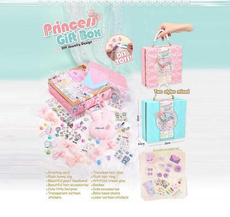 Набір аксесуарів ZD 110 2 види, конверт, наліпки, обруч, шпильки, в боксі