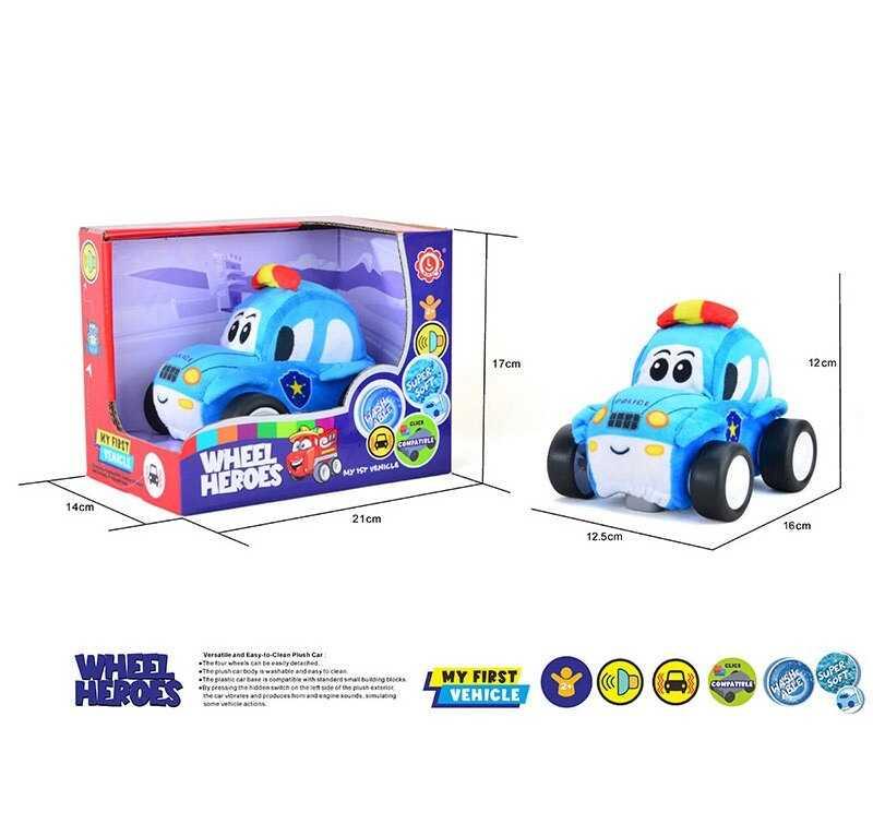 Машинка м`яка QL 8001 C-5 “Поліцейська машина”, герой, звуки, музика, вібрує, знімний чохол, на б...