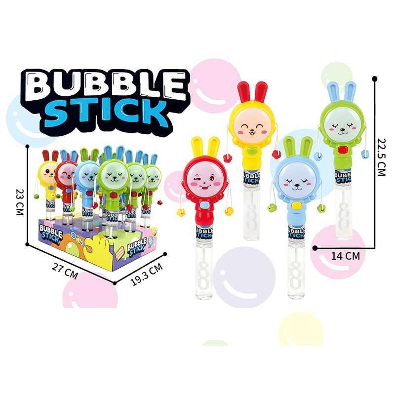 Мильні бульбашки M 6031 ЦІНА ЗА 12 ШТУК В БЛОЦІ, на батарейках, підсвітка, “Зайчик”, висота 22.5...