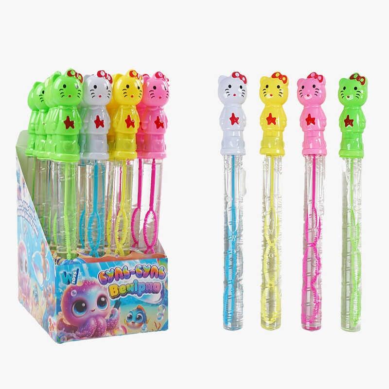 Мильні бульбашки TC 54010 "WToys", ЦІНА ЗА 24 ШТУКИ В БЛОЦІ, "Кішечка", висота 25см, в коробці