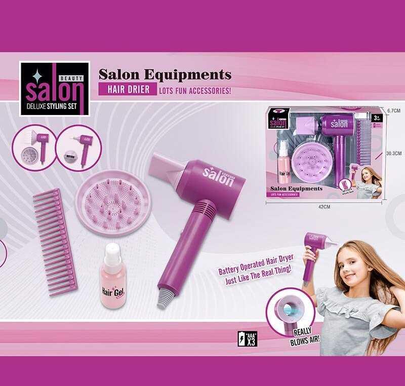 Набір перукаря YLQ 091 фен, 2 насадки для нього, гребінець, баночка для спрею, в коробці