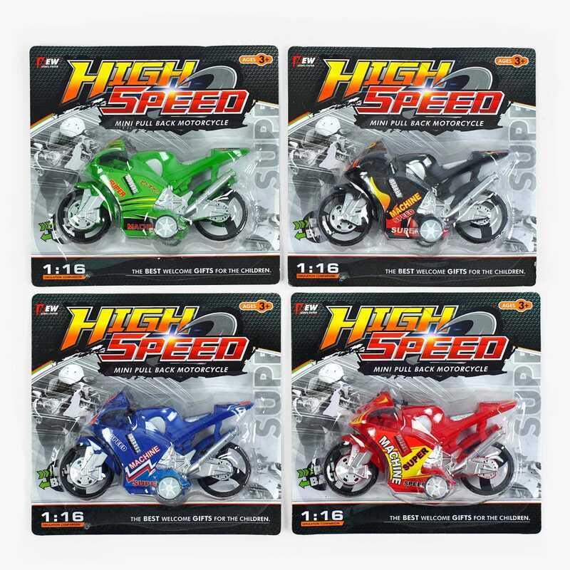 Мотоцикл 396-21 B1 4 кольори, інерційний механізм, на листі, ВИДАЄТЬСЯ ТІЛЬКИ МІКС ВИДІВ