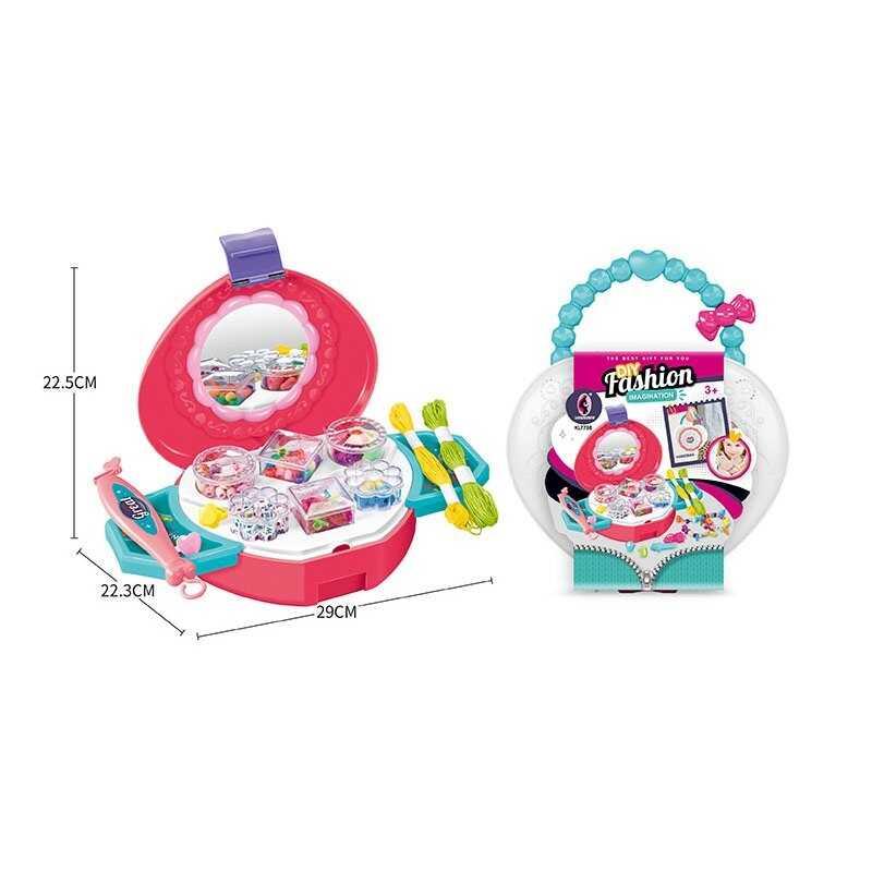 Набір для плетіння KL 7788 , нитки, 2 заколки, 2 кільця, 6 наборів бусин, наліпки, станок для пле...