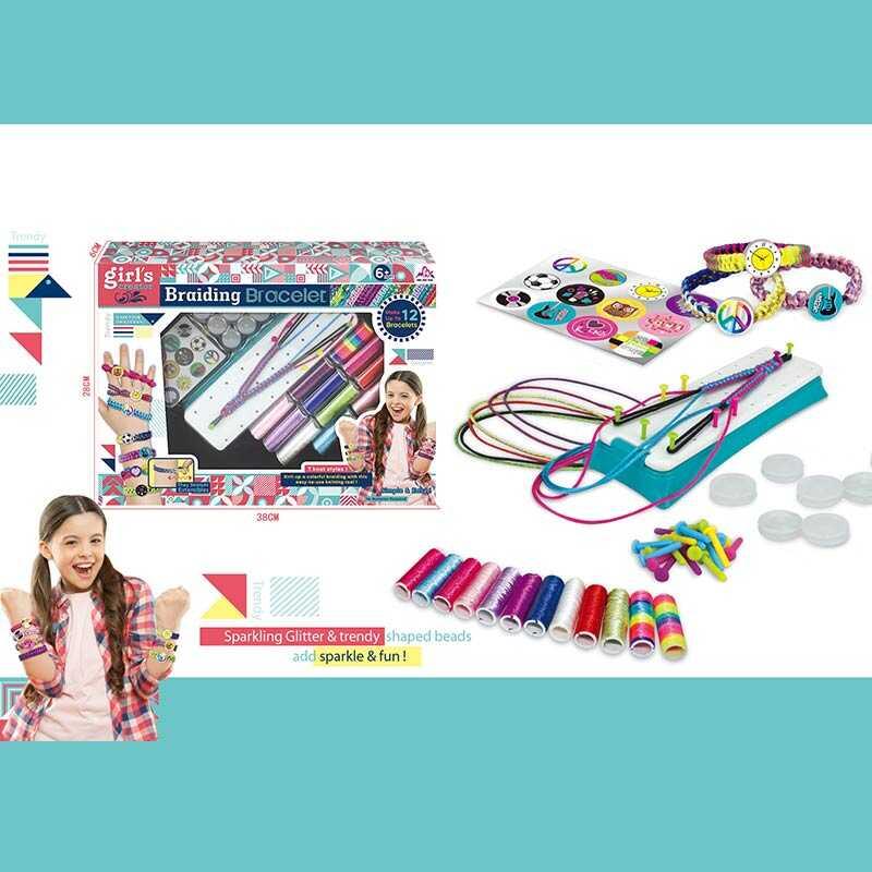 Набір для плетіння браслетів MBK 291 K 12 мотків ниток, станок для плетіння, еластична основа, де...