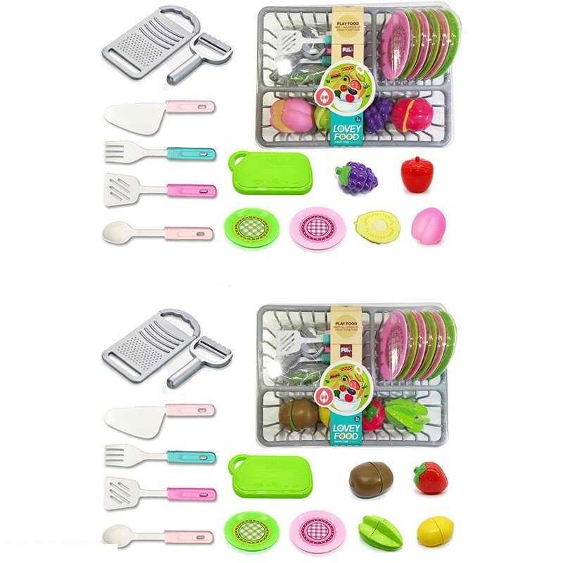 Набір посуду CS 711-10 2 види, продукти на липучках, підставка для посуду, тарілки, столове прила...