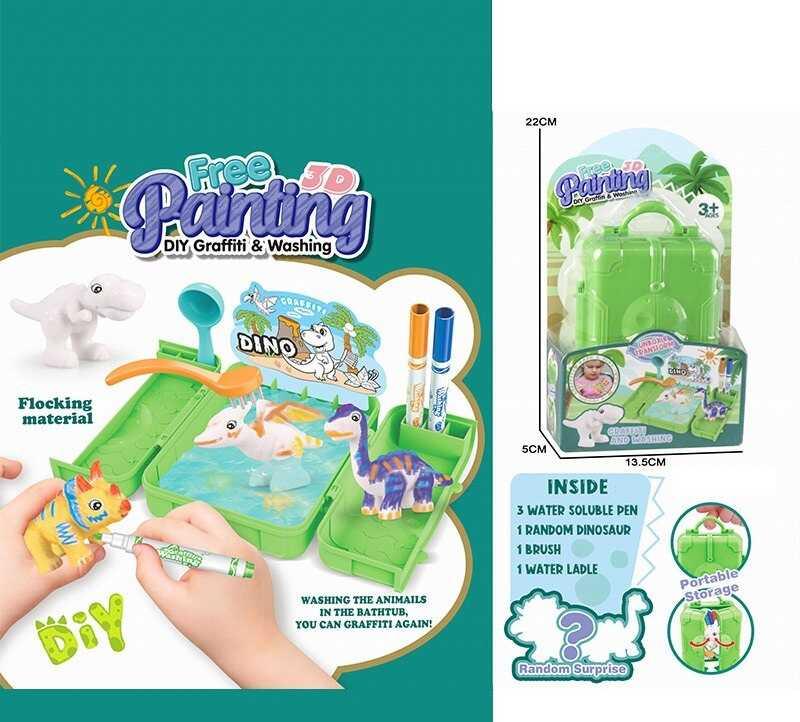 Набір для творчості 817 флоксова фігурка тварини, 3 кольорові фломастери, бокс-ванночка, щіточка,...