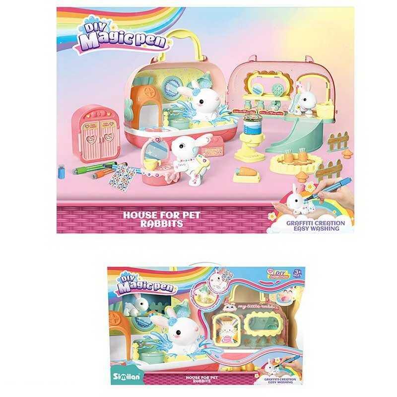 Набір для творчості QL 004 флоксова фігурка, наліпки, аксесуари, механічна подача води, переноска...