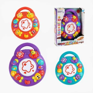 Музичний барабанчик 18317 (36) "WToys", 3 кольори, ОЗВУЧУВАННЯ УКРАЇНСЬКОЮ МОВОЮ, пісні, підсвічування, тріскачка, , ВИДАЄТЬСЯ