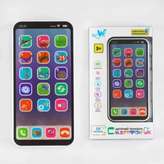 Музичний телефон TK - 90918 (60/2) "WToys", ОЗВУЧУВАННЯ УКРАЇНСЬКОЮ МОВОЮ, підсвічування, слова, скоромовки, звуки, пісні, казки,
