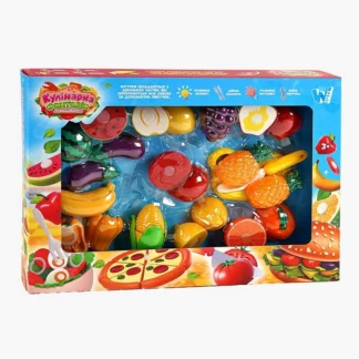Набір продуктів “Кулінарна фантазія” 10265 (36/2)  “Wtoys”, 25 елементів, овочі та фрукти на липучках, дошка для нарізання, ніж,